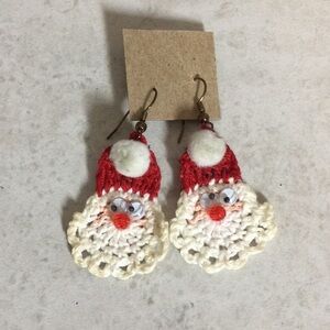 Doily style Santa drop earrings